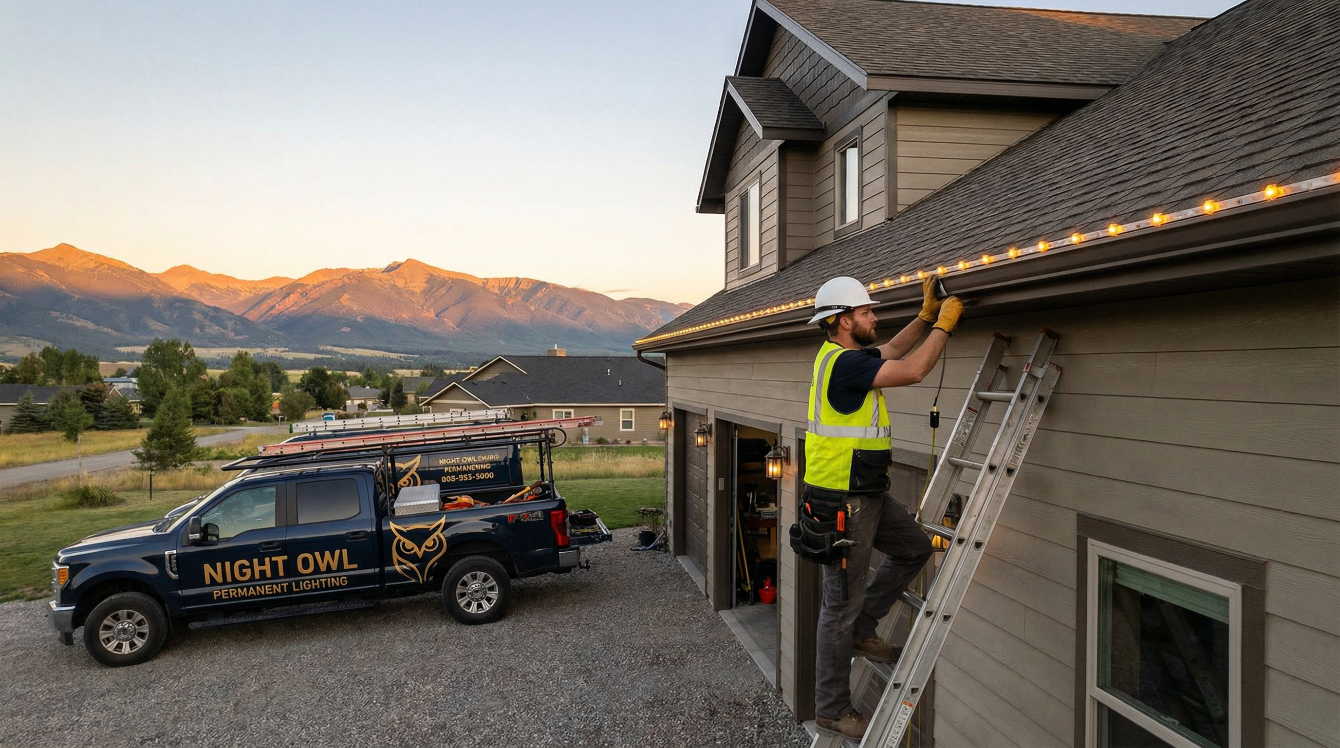 Night Owl professional installation with branded truck